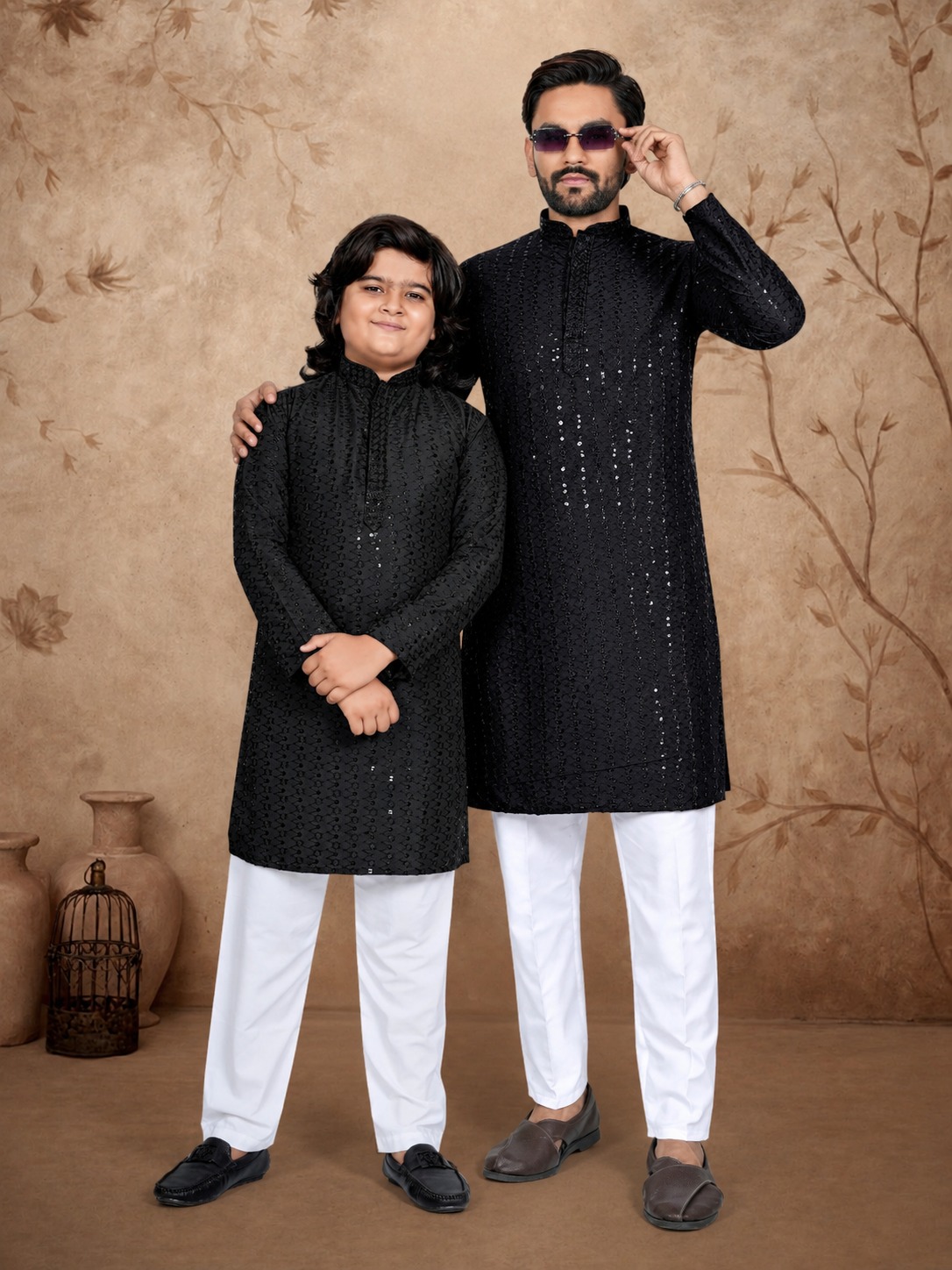 Men's stylist kurta with pajamas  Combo (Father & Son)