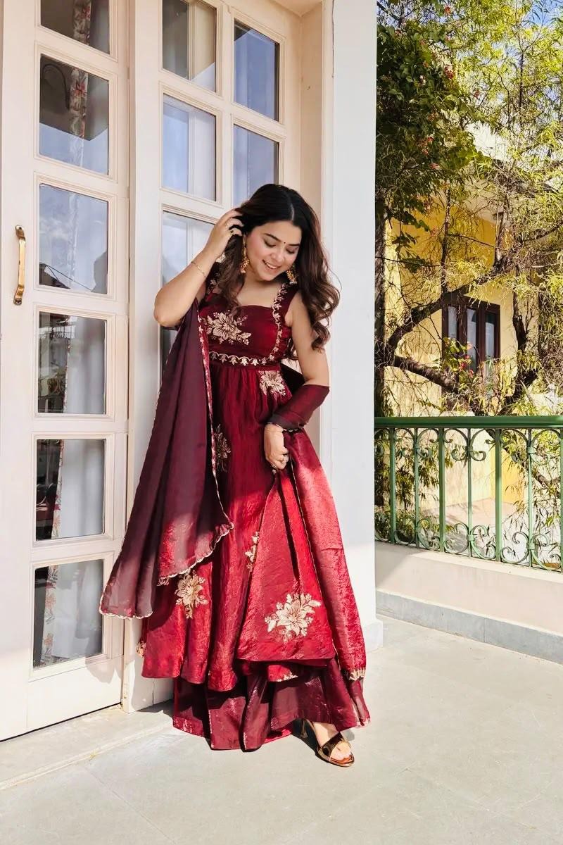 Silk Gown Sharara Set