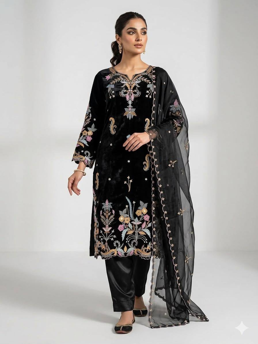 Embroidered Top Pant Set